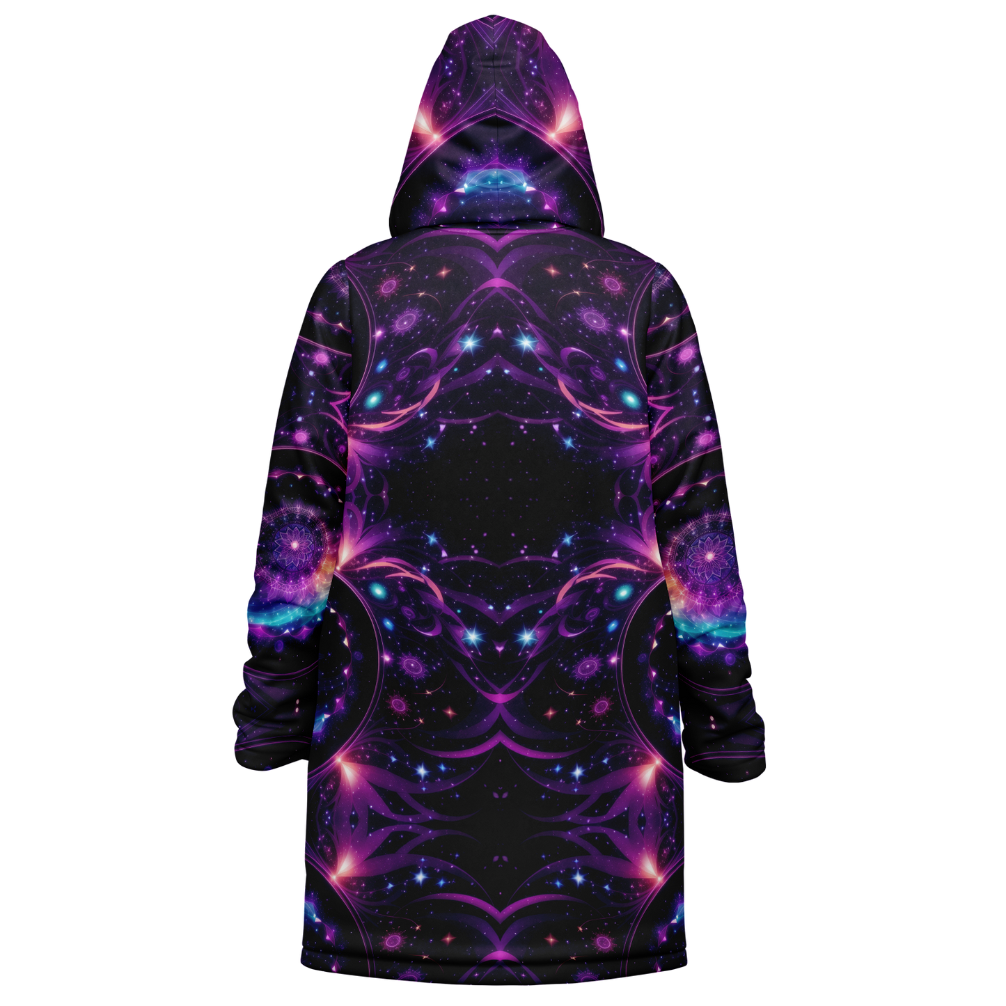 Celestial Harmony: Adorn Yourself with Cloak Hoodie in Purple Galaxy Mandala Zipper