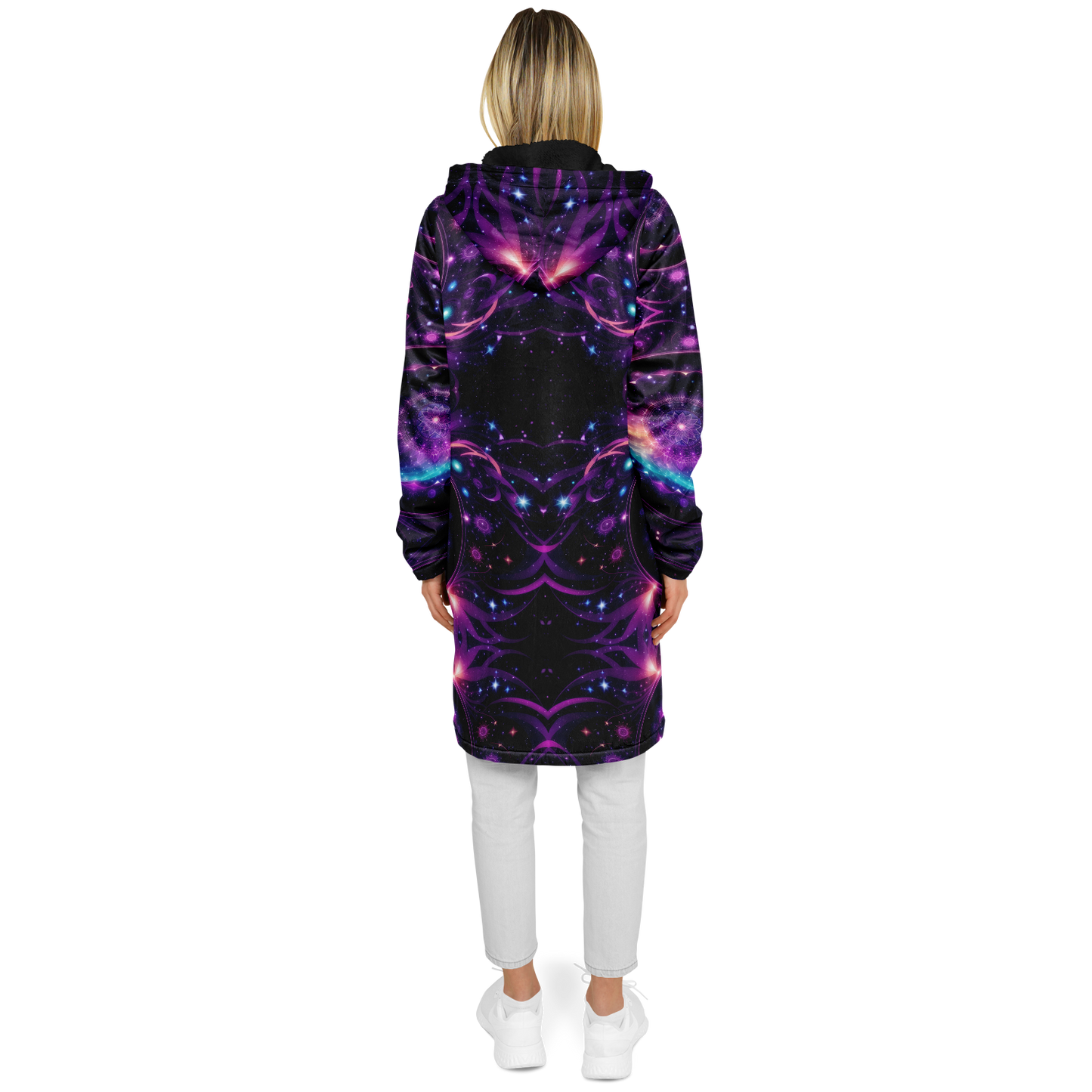 Celestial Harmony: Adorn Yourself with Cloak Hoodie in Purple Galaxy Mandala Zipper