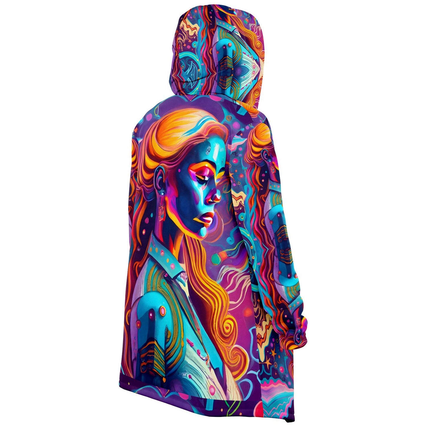 Neon Girl with Rainbow Colors Embrace the Vibrancy with our  Cloak Hoodie!