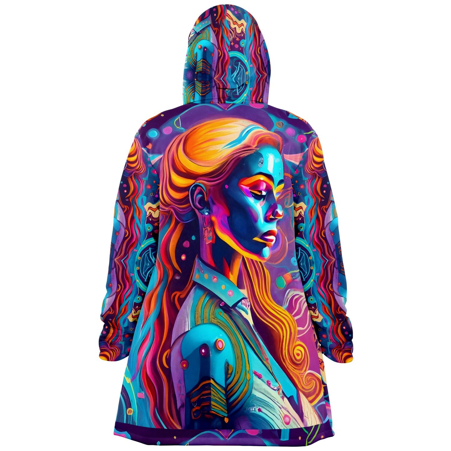 Neon Girl with Rainbow Colors Embrace the Vibrancy with our  Cloak Hoodie!