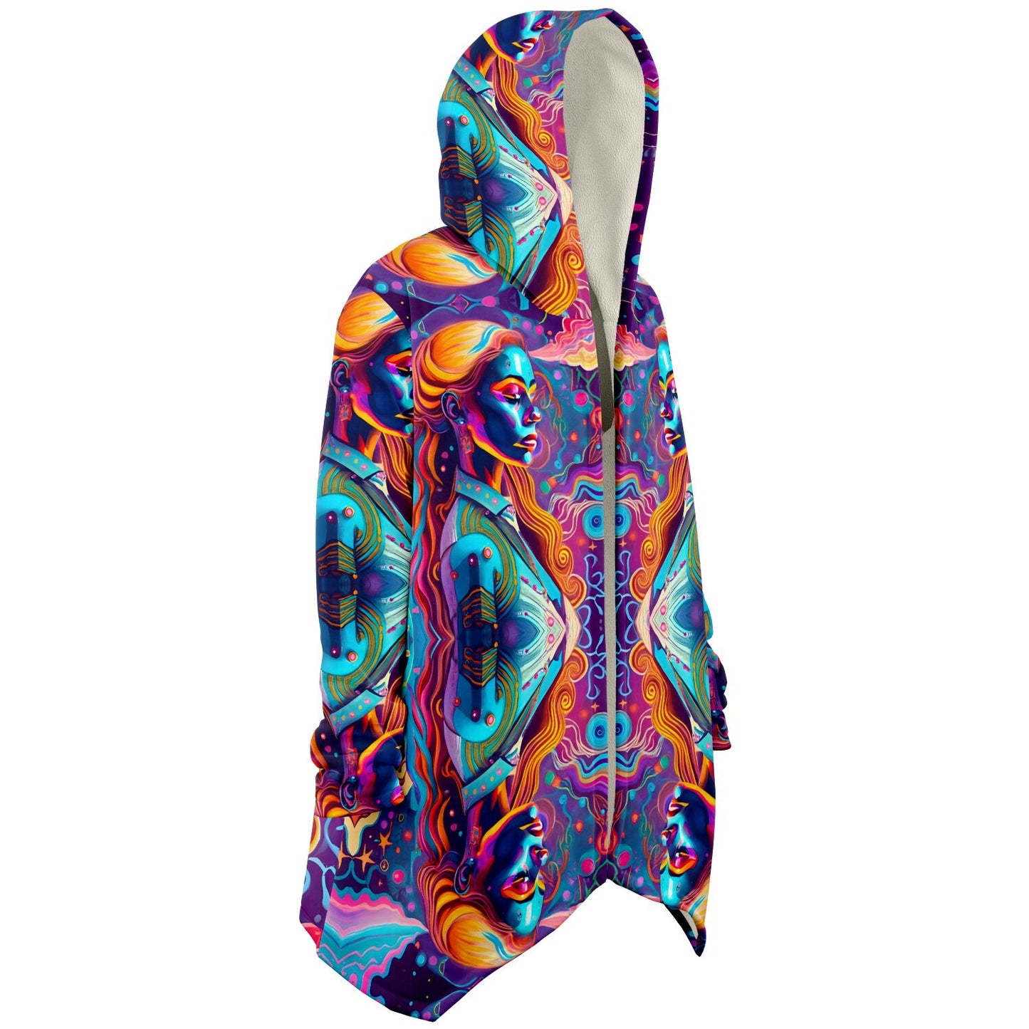 Neon Girl with Rainbow Colors Embrace the Vibrancy with our  Cloak Hoodie!