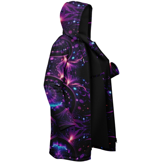 Celestial Harmony: Adorn Yourself with Cloak Hoodie in Purple Galaxy Mandala Zipper