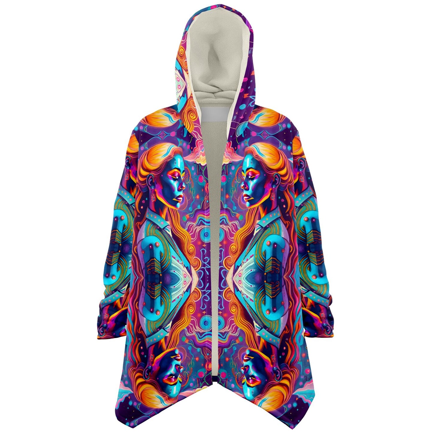 Neon Girl with Rainbow Colors Embrace the Vibrancy with our  Cloak Hoodie!